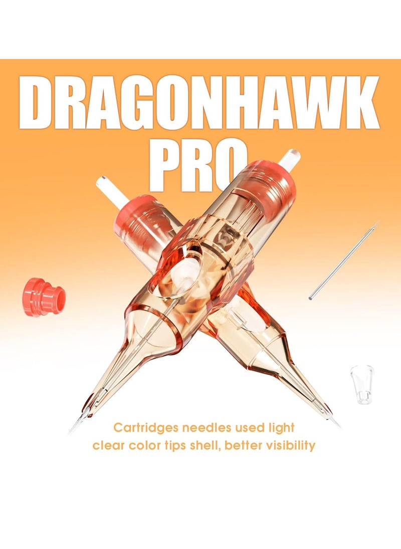 Dragonhawk Pro Tattoo Needles Cartridges, 1201RL Round Liner Pro Needles Pins for Super Artists, 20 Pcs Disposable