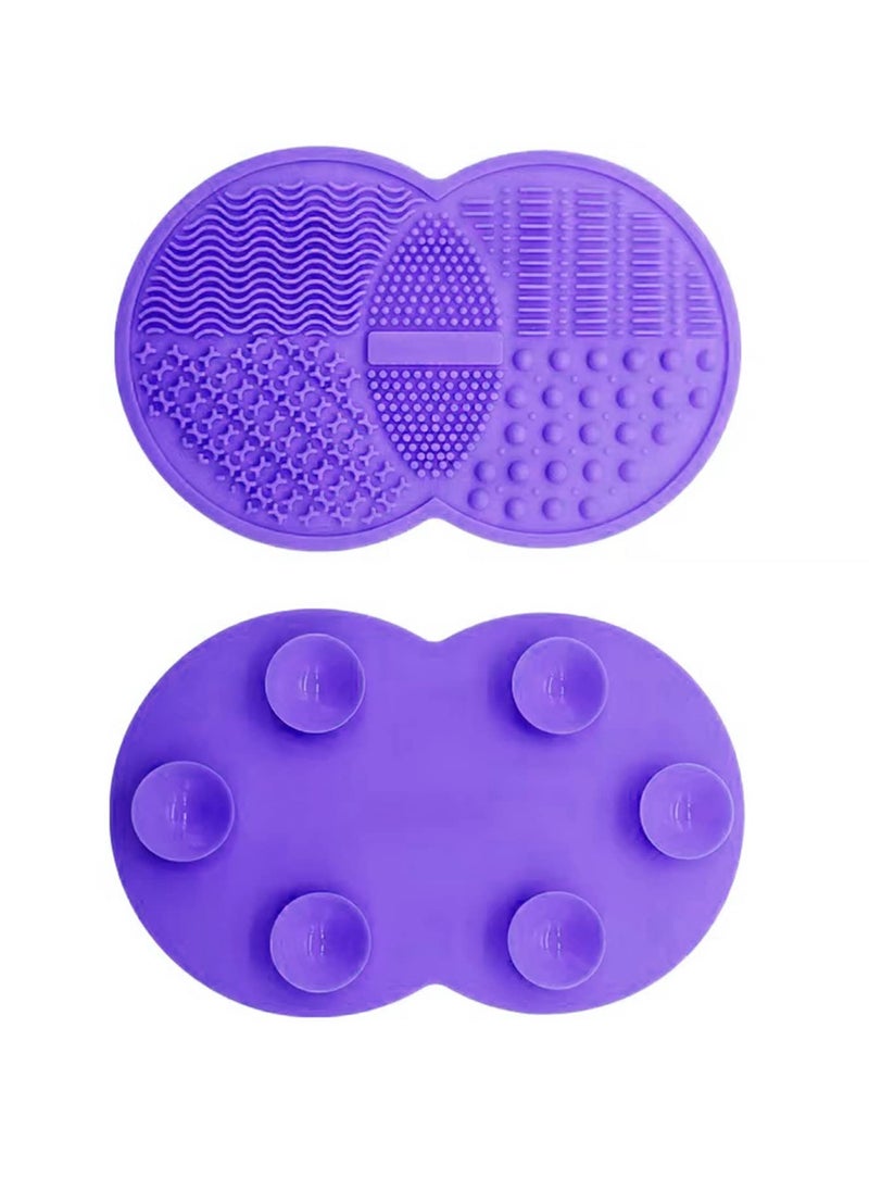 Makeup Brush Cleaning Mat, Silicone Makeup Brush Scrubber, Makeup Brush Cleaner Pad, Cosmetic Brush Cleaner, Brush Cleaning Pad, Suitable for Makeup Brush, Makeup Sponge, Powder Puff (Purple)