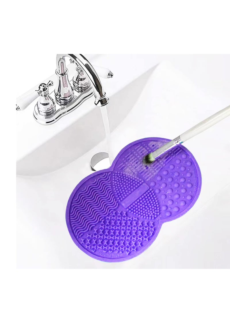 Makeup Brush Cleaning Mat, Silicone Makeup Brush Scrubber, Makeup Brush Cleaner Pad, Cosmetic Brush Cleaner, Brush Cleaning Pad, Suitable for Makeup Brush, Makeup Sponge, Powder Puff (Purple)