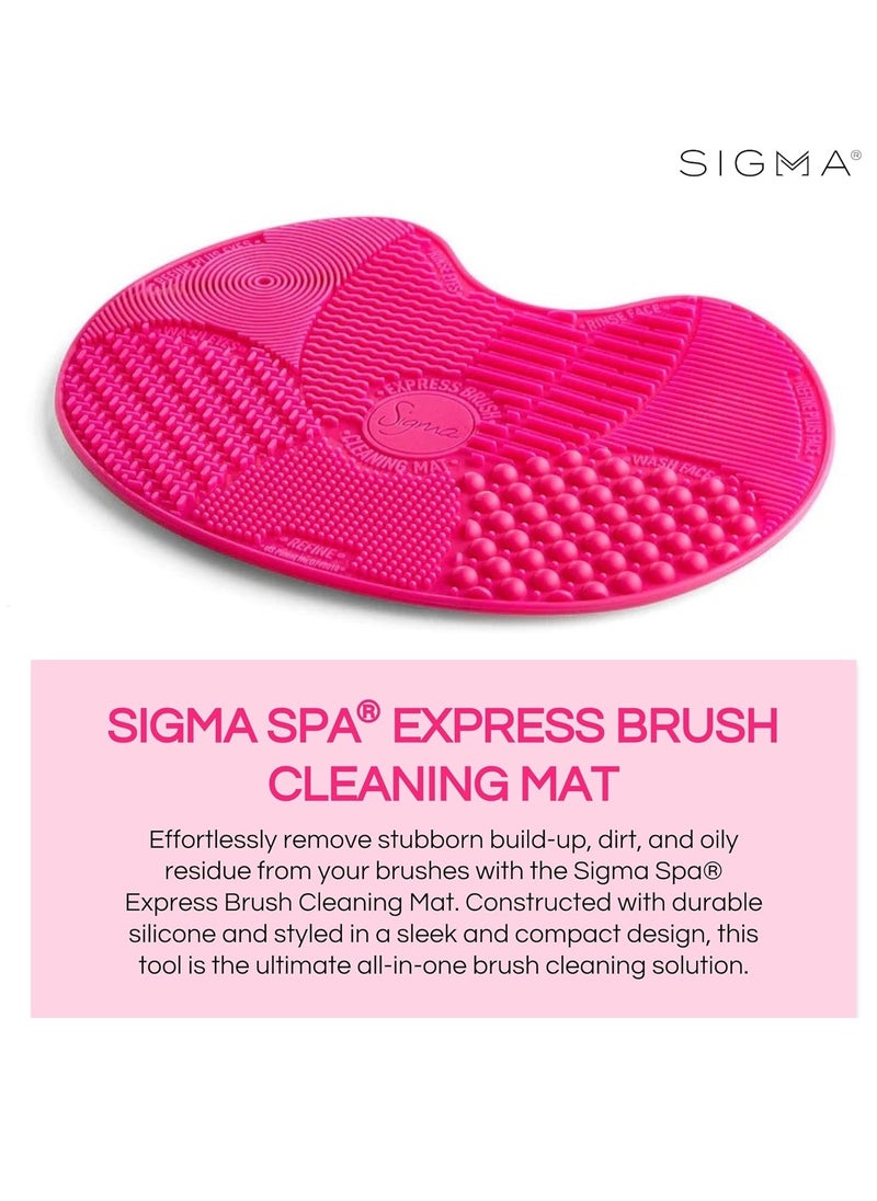 Sigma Beauty Makeup Brush Cleaner Mat – Sigma Spa Express Silicone Makeup Brush Cleaning Mat with Suction Cups for Cleaning Makeup Brushes, Compact Design Fit for Any Travel Makeup Kit (Pink)