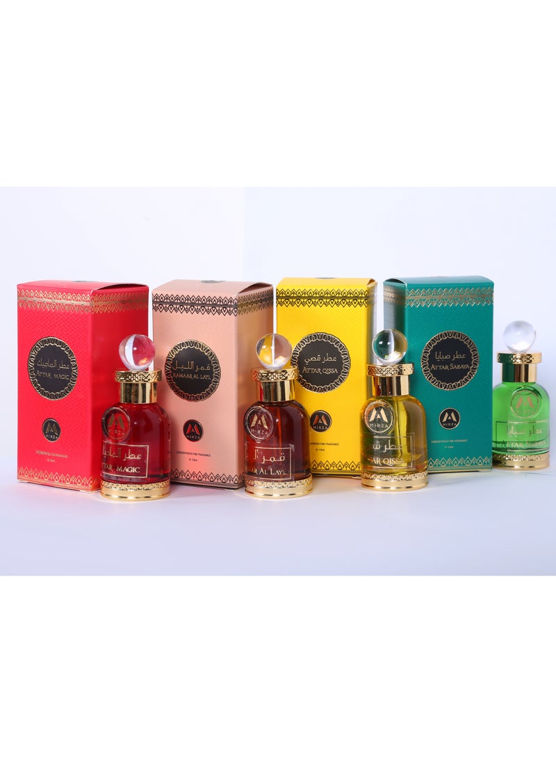 ATTAR Combo Gift Pack 4x13ml perfume oil|attar sabaya|attar qamar al layl|attar qizza|attar magic