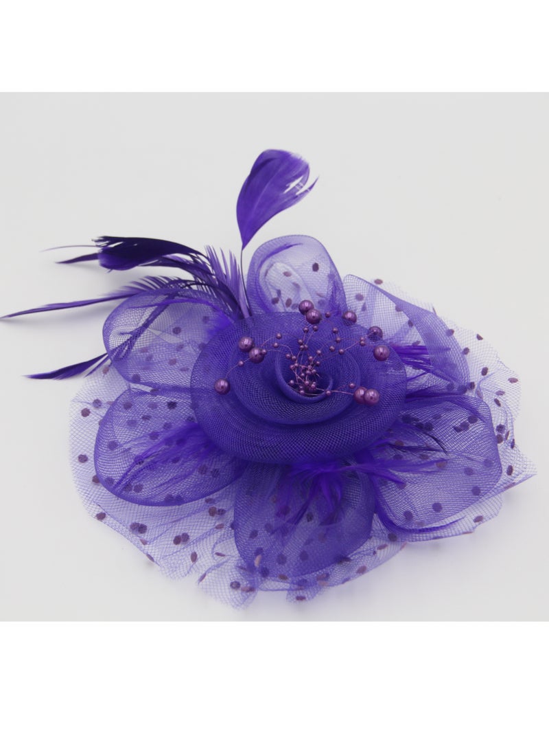 Ddaniela Monalisa Fascinator Hats for Women Tea Party Headband,  Hat Flower Mesh Ribbons Feathers on a Headband and a Clip Tea Party Headwear for Girls and Women Purple