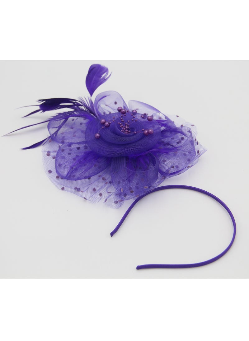 Ddaniela Monalisa Fascinator Hats for Women Tea Party Headband,  Hat Flower Mesh Ribbons Feathers on a Headband and a Clip Tea Party Headwear for Girls and Women Purple