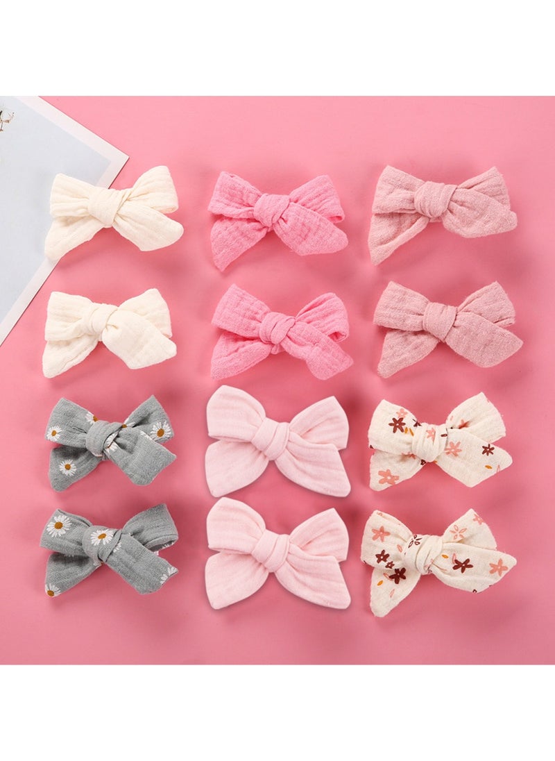 Adella Ribbon Bow Clip Set For Babies and Girls -  Pink & Peach