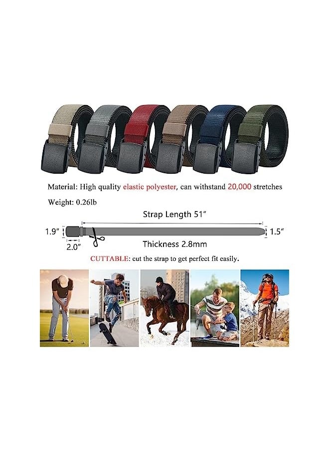 Men's Elastic Stretch Belts - 2 Colors in 1 Reversible Belt Strap with Plastic Buckle for Work Travel, 27-46