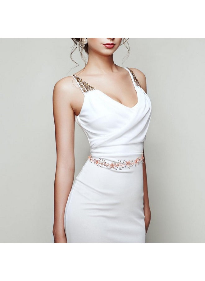 1Pc Fashion Bridal Dress Belt Dress Belt Wedding Diamond Bridal Belt For Women Wedding Belts Sash For Wedding (Rose Gold)