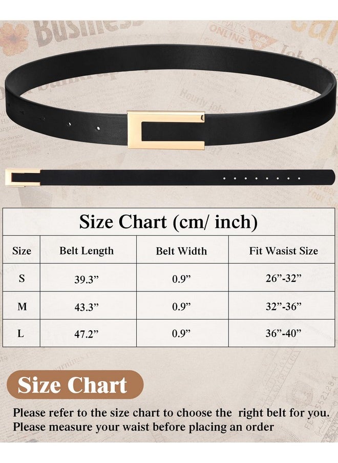 5 Pcs Women Leather Belts Skinny Belt Women Thin Waist Belt For Dresses Jeans Pants With Gold Buckle (S: Fit Waist Size 26-32 Inches)