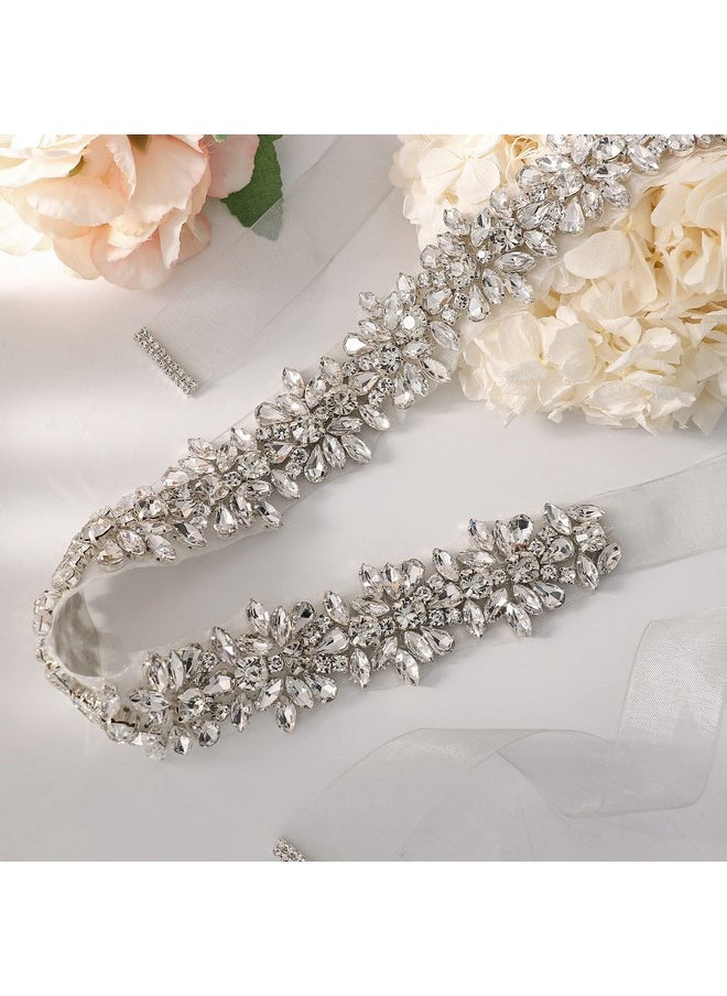 Silver Rhinestone Bridal Belt Crystal Wedding Dress Belt Bridesmaid Sash Belt For Women Formal Evening Dresses