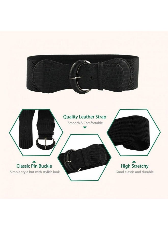 Pu Leather Elastic Wide Belt For Women Ladies Dress Stretch Thick Waist Belts