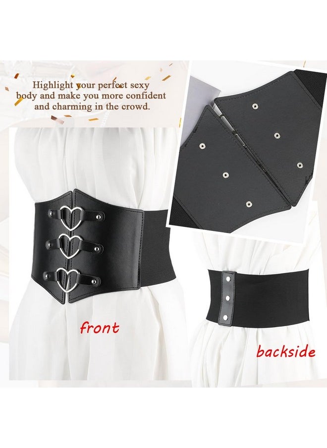 Elastic Heart Corset Belt Stretchy Tied Black Waspie Belts Wide Halloween Party Dress Cincher Waist Belt For Women