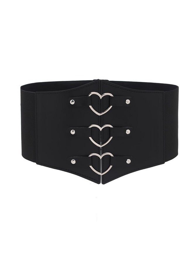 Elastic Heart Corset Belt Stretchy Tied Black Waspie Belts Wide Halloween Party Dress Cincher Waist Belt For Women