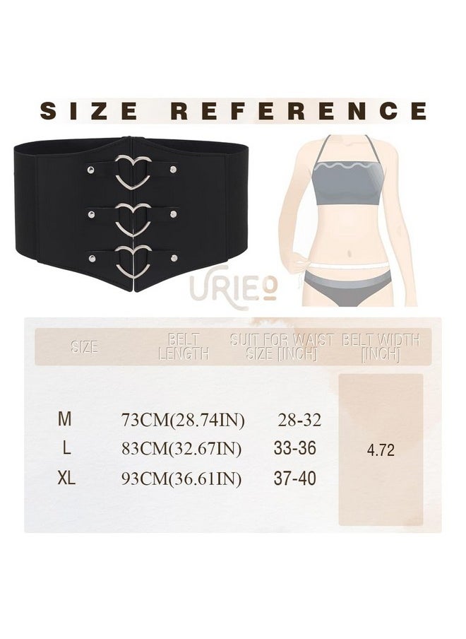 Elastic Heart Corset Belt Stretchy Tied Black Waspie Belts Wide Halloween Party Dress Cincher Waist Belt For Women