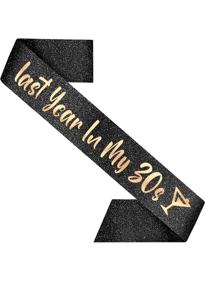 39Th Birthday Sash For Women Last Year In My 30S Black Glitter Sash With Rose Gold Letters Birthday Decoration For Her