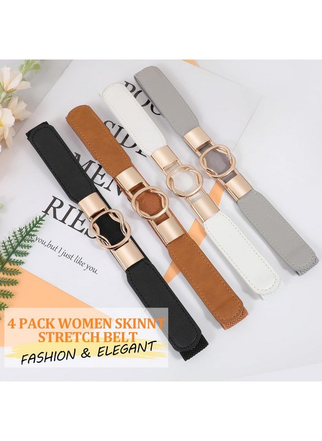 Women Skinny Belt For Dresses Retro Stretch Ladies Waist Belt Plus Size Set Of 4 (Fits Waist 22