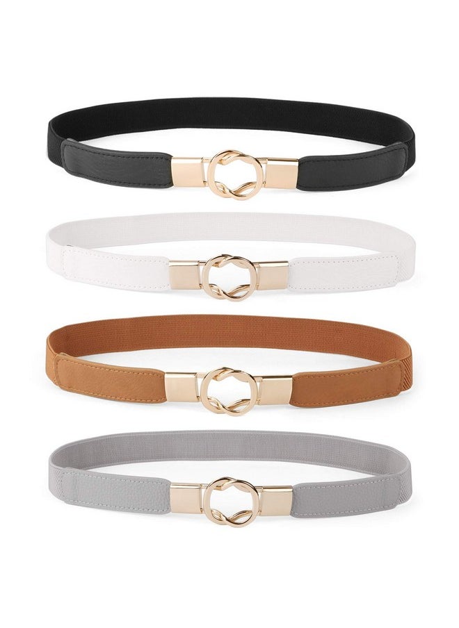 Women Skinny Belt For Dresses Retro Stretch Ladies Waist Belt Plus Size Set Of 4 (Fits Waist 22