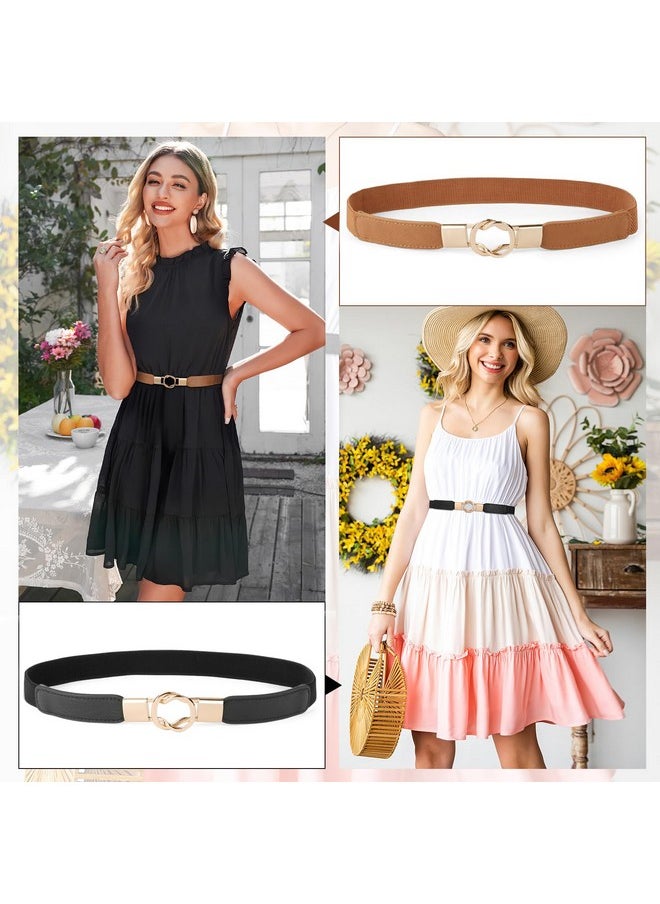 Women Skinny Belt For Dresses Retro Stretch Ladies Waist Belt Plus Size Set Of 4 (Fits Waist 22