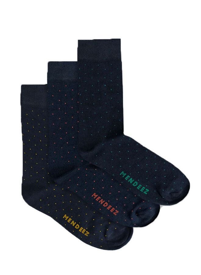 MENDEEZ PRINTED DOTTED CREW SOCK - PACK OF 3