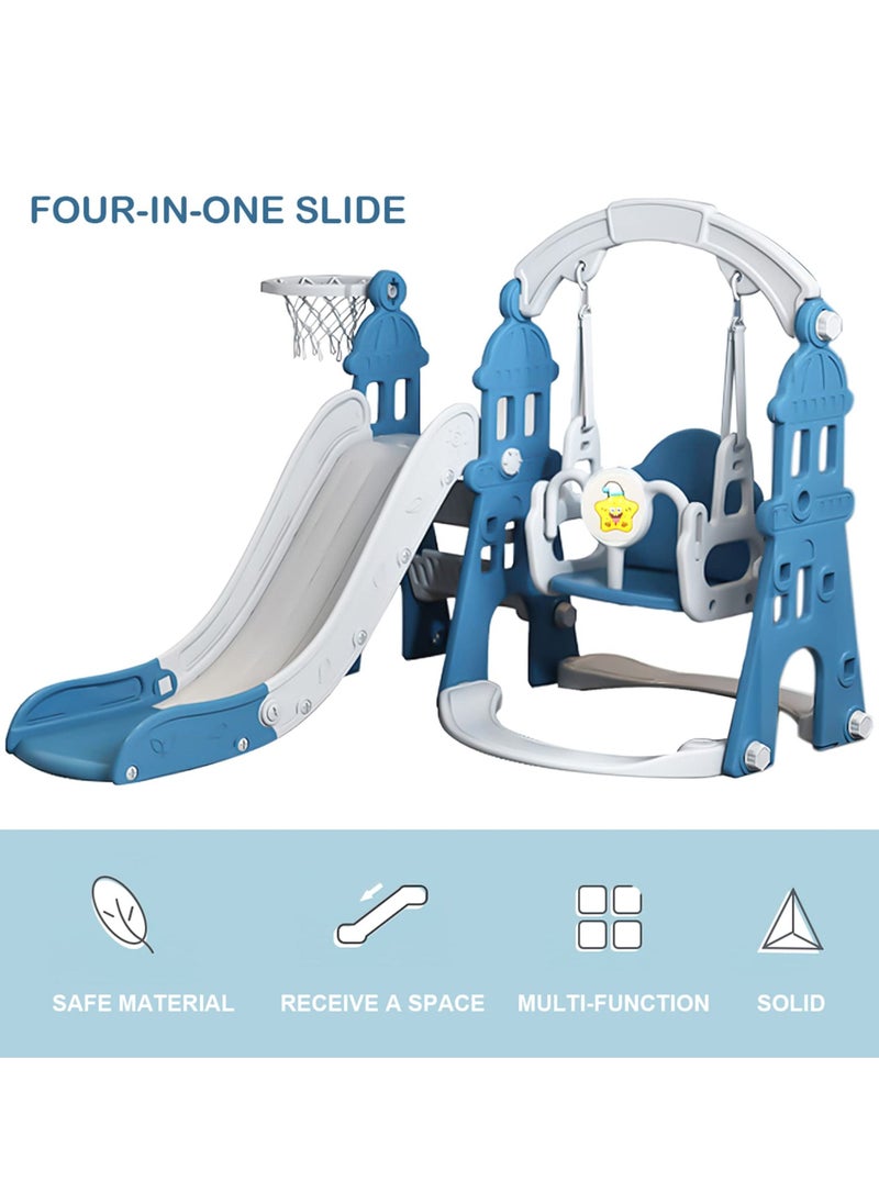 Toddler Slide and Swing Set 4 in 1 Kids Climber Slide Set with Basketball and Toddler Swing Set for Indoors and Outdoors Playground Play Set