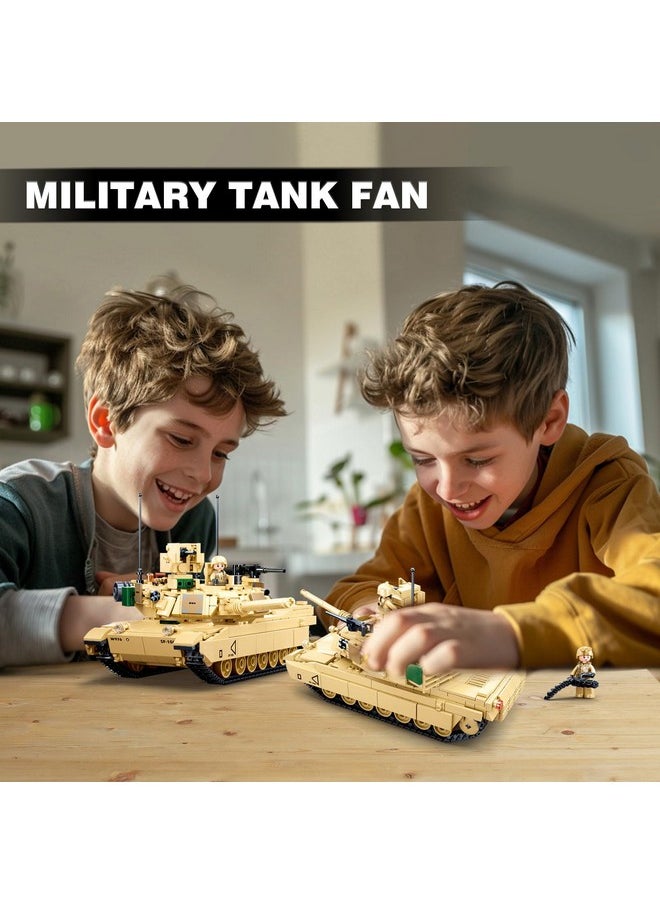 Ww2 Army Tank M1A2 Main Battle Tank Military Model Toy Kits, Inspired M1A2 Abrams Tank Brick Building Set, Including 2 Soldier Minifigures, Gifts For 6-12 Year Old Kids, Compatible With Lego, 781 Pcs