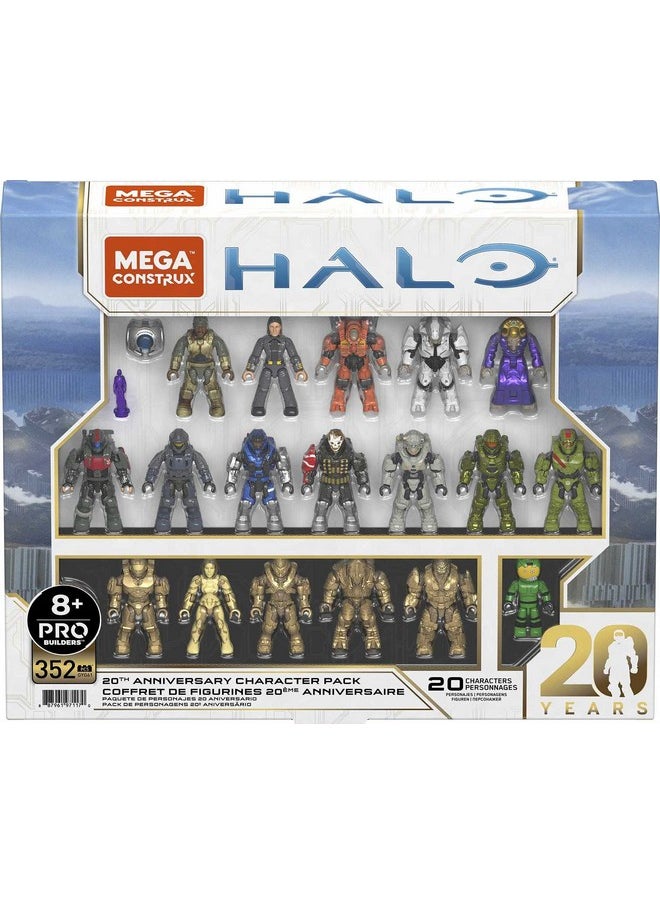 Halo Action Figure Building Toys Set, 20Th Anniversary Character Collector Pack With 352 Pieces, 20 Poseable Articulation Figures, Kids Or Adults (Amazon Exclusive)