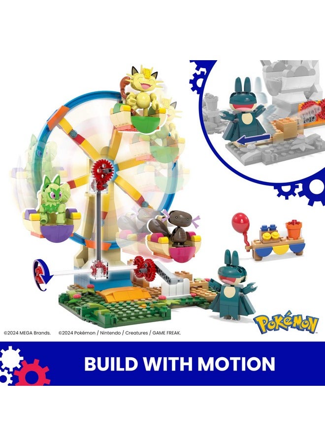 Pokémon Building Toys Set Ferris Wheel Fun With 393 Pieces, 4 Poseable Characters, 5+ Inches Tall, For Kids