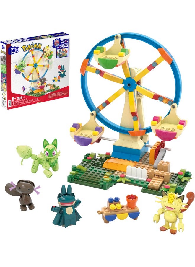 Pokémon Building Toys Set Ferris Wheel Fun With 393 Pieces, 4 Poseable Characters, 5+ Inches Tall, For Kids