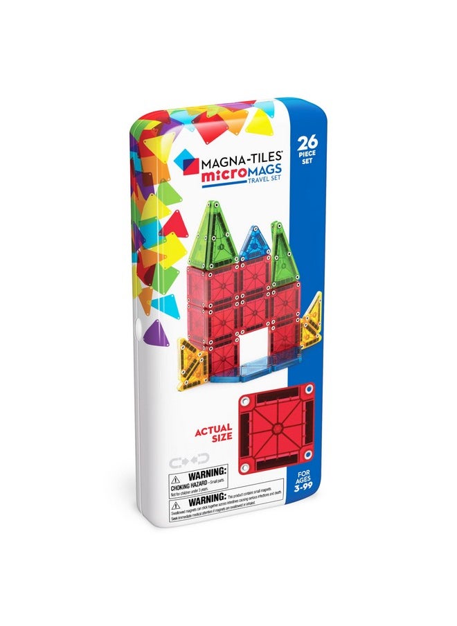 Micromags 26-Piece Travel Magnetic Construction Set - Bold Colors, The Original Magnetic Building Brand