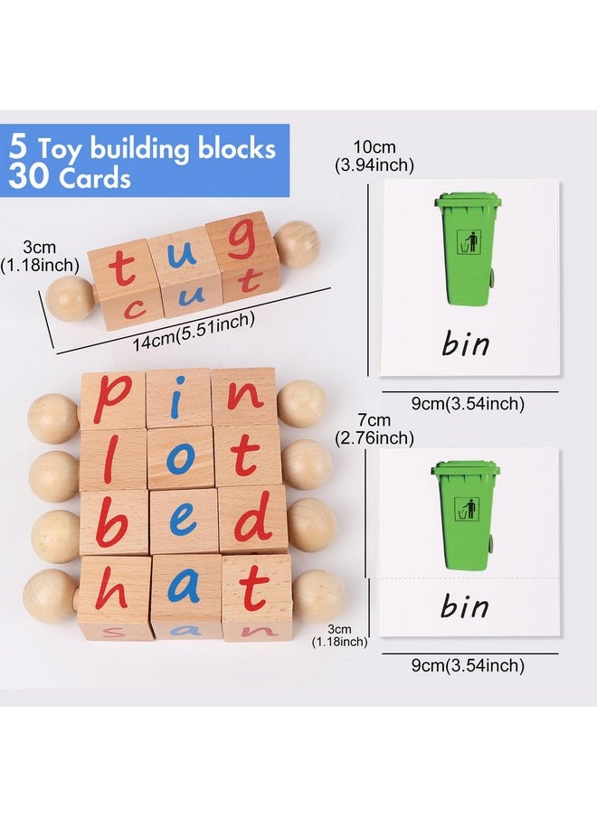 Toy Building Blocks Preschool Wooden Building Blocks With Flash Cards Phonetic Reading Blocks Toys For 3 4 5 Year Old Toddler