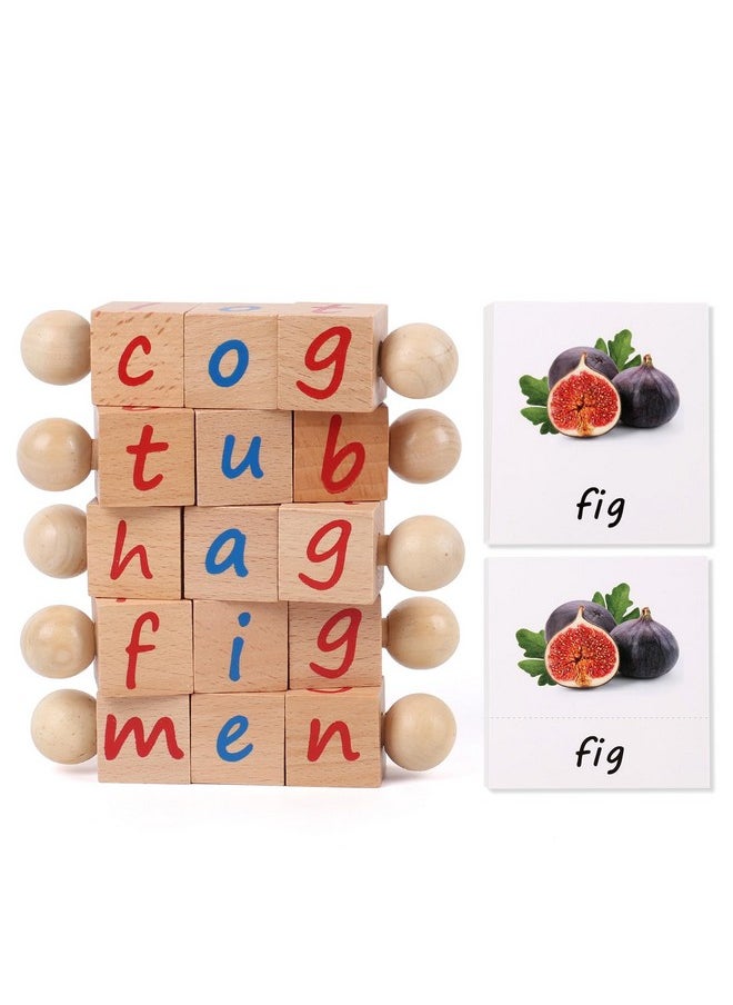 Toy Building Blocks Preschool Wooden Building Blocks With Flash Cards Phonetic Reading Blocks Toys For 3 4 5 Year Old Toddler