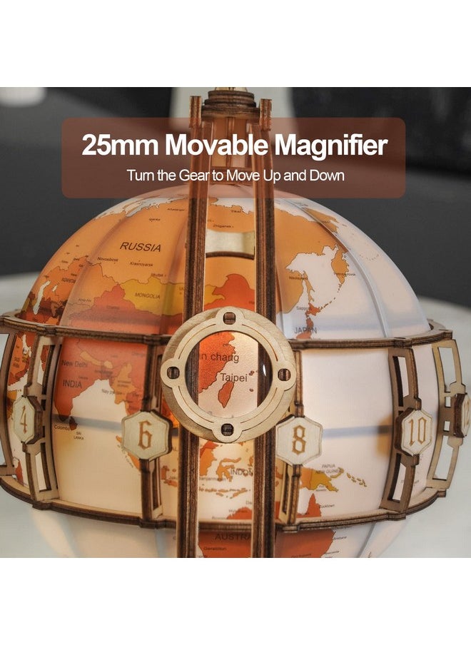 3D Wooden Puzzles For Adults, Led Illuminated Globe With Stand, 3D Wooden Globe Model Kits With Led Light, Unique Gift For Birthday/Anniversay