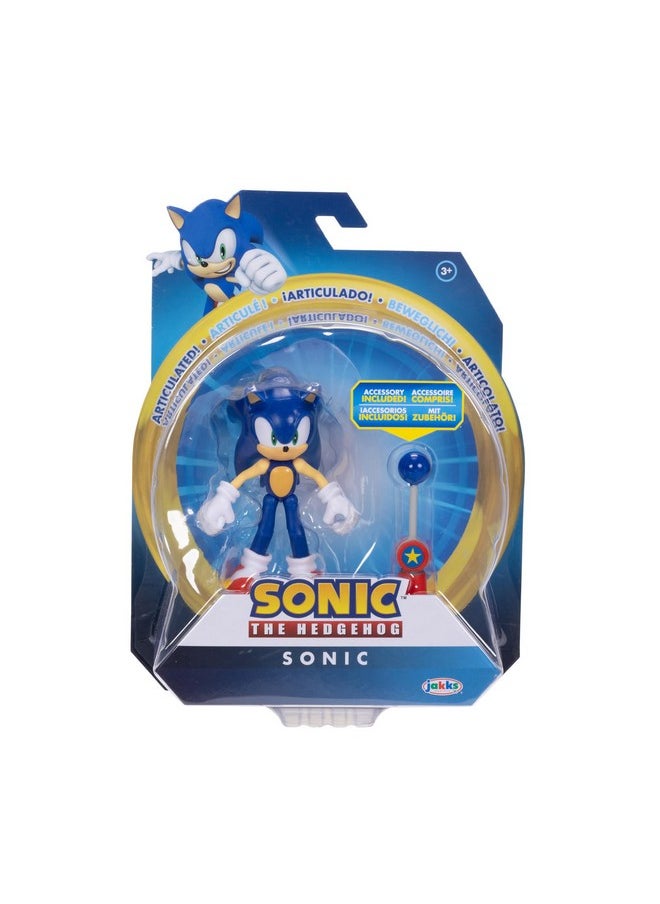 4-Inch Sonic Action Figure With Blue Checkpoint Accessory. Ages 3+ (Officially Licensed By Sega)