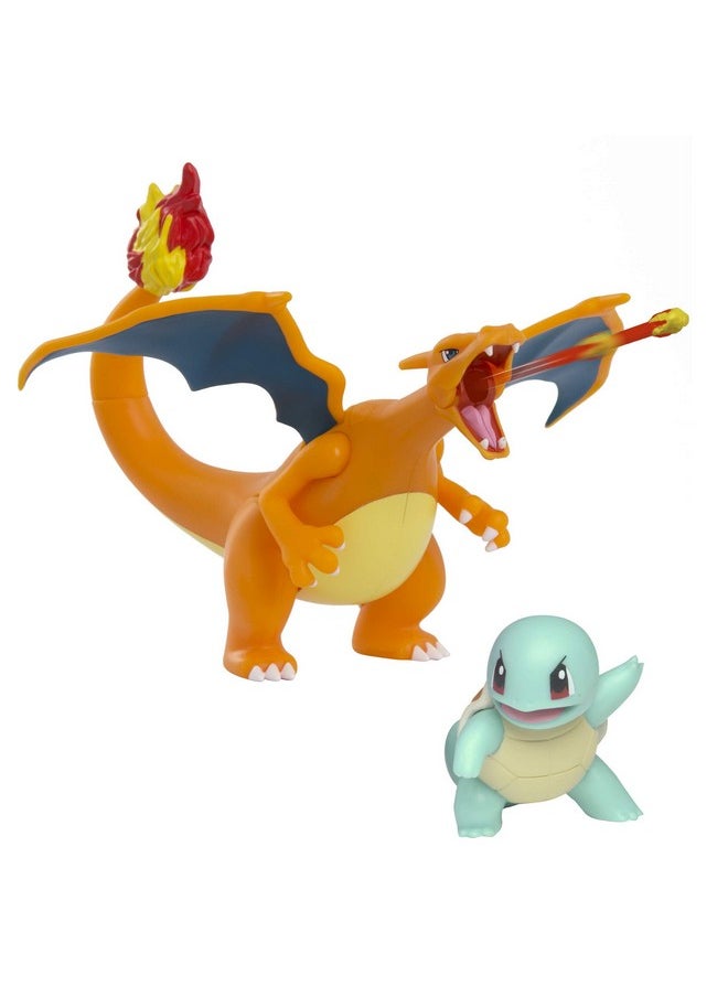 Pokémon Fire And Water Battle Pack - Includes 4.5 Inch Flame Action Charizard And 2