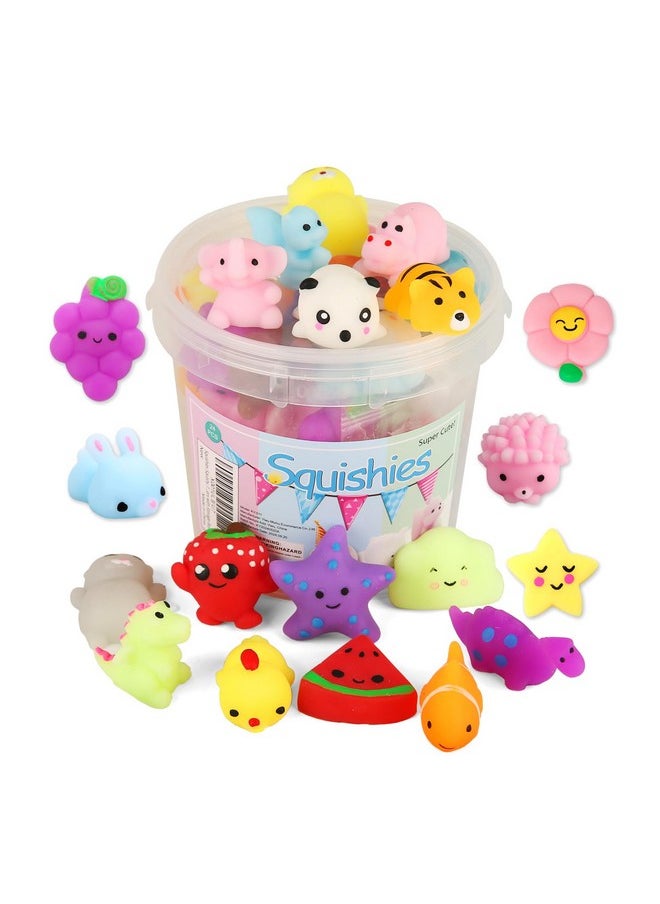 Squishies Squishy Toy 24Pcs Party Favors For Kids Mochi Squishy Toy Moji Kids Mini Kawaii Squishies Mochi Stress Reliever Anxiety Toys Easter Basket Stuffers Fillers With Storage Box