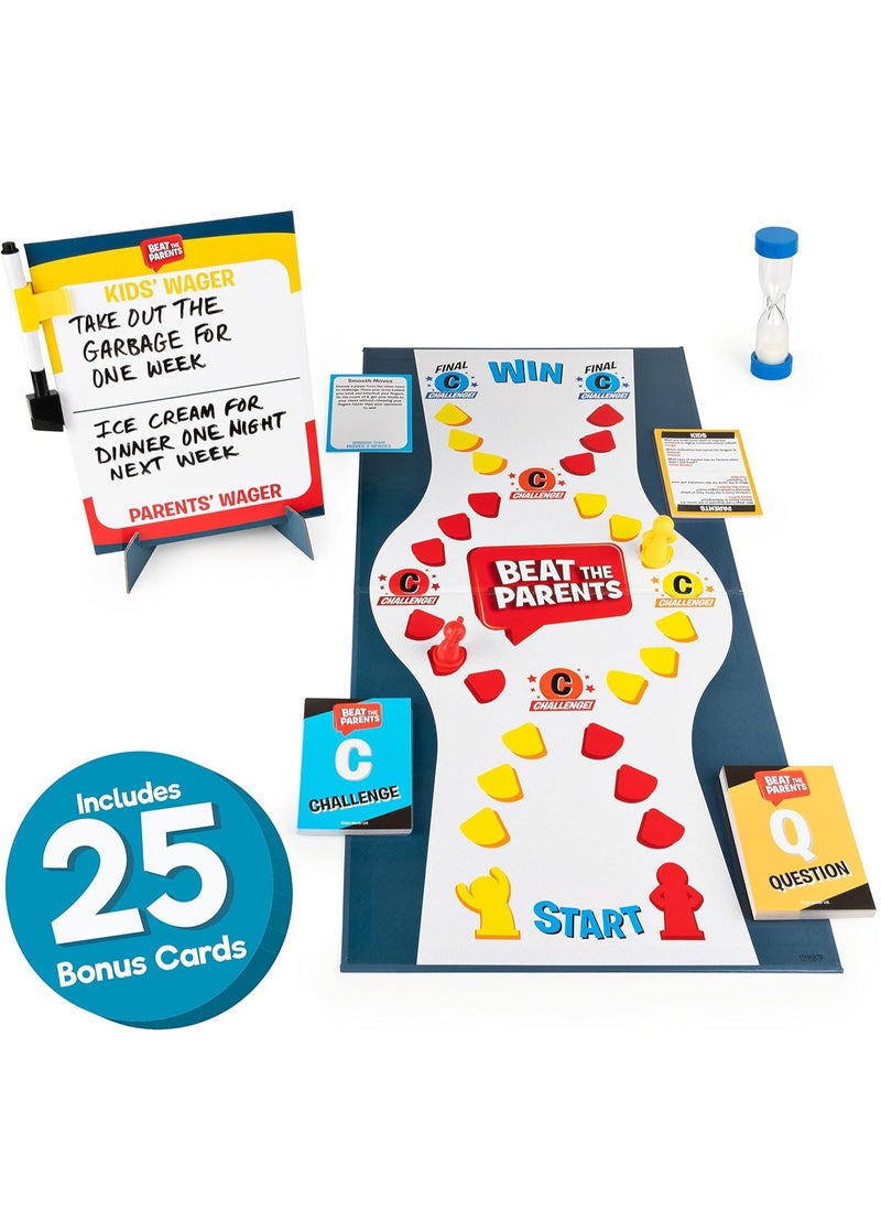 Beat The Parents Board Game – Fun Trivia & Challenges for Kids & Adults (Ages 6+) – Includes 200 Cards, Gameboard, Timer, Wager Board & Marker – Perfect for Family Game Night & Parties