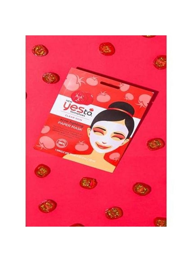 Tomatoes Acne Fighting Paper Mask, With Salicylic Acid To Help Control Pimples & Blackheads, 1 Count