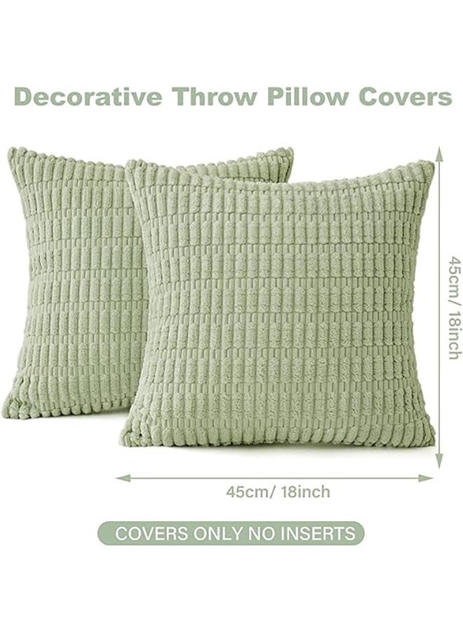 2 Pcs Striped Throw Pillow Covers for Living Room, 18X18 Inch/45x45cm Decorative Pillow Covers Elegant and Luxurious Design Rich Fabric for Ultimate Comfort, Green (Excluding Pillow Core)