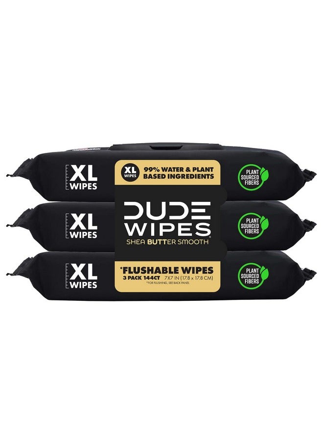 Wipes Flushable Wipes - 3 Pack, 144 Wipes - Shea Butter Smooth With Vitamin-E & Aloe - Septic And Sewer Safe