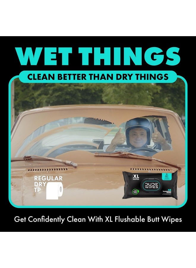 Wipes - Flushable Wipes - 3 Pack, 144 Wipes - Mint Chill Extra-Large Adult Wet Wipes - Vitamin-E, Aloe, Eucalyptus & Tea Tree Oils - Septic And Sewer Safe