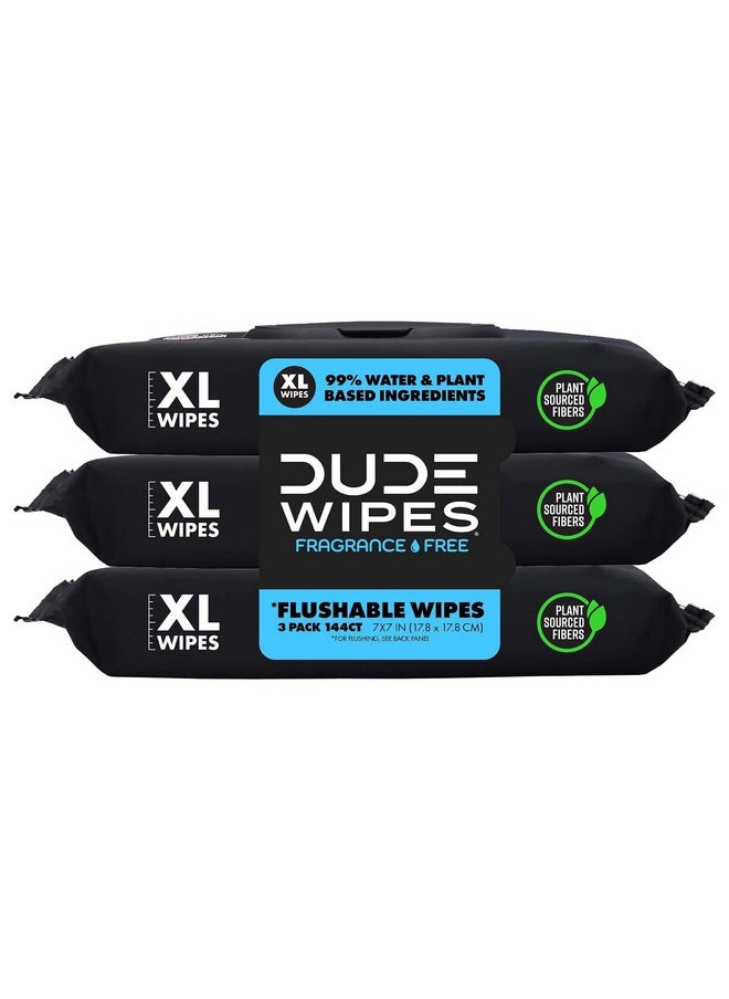 Wipes - Flushable Wipes - 3 Pack, 144 Wipes - Unscented Extra-Large Adult Wet Wipes - Vitamin-E & Aloe - Septic And Sewer Safe