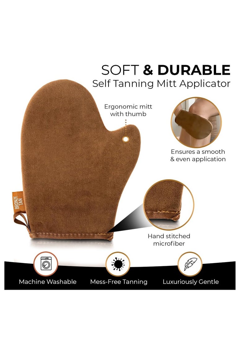Bronze Tan Self Tanning Mitt Applicator With Thumb - Self Tanner Mitt for Application of Self Tanning Mousse or Lotion - Machine Washable And Reusable Ultra Soft Tanning Glove For Self Tan
