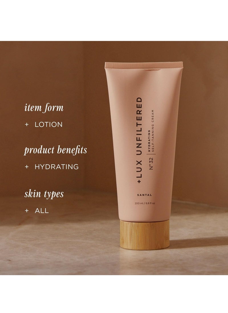 Lux Unfiltered N°32 CLASSIC Gradual Self Tanning Cream in Santal, Hydrating Self Tanning Lotion, Gluten Free, Vegan + Cruelty Free Self Tanner, Luxurious Sunless Tanner Loaded with Antioxidants