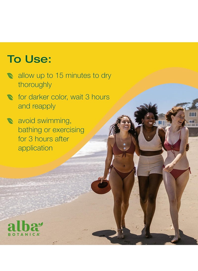 Alba Botanica Sunless Tanner, Gradual Bronzing Moisturizer, with Vitamin C and Shea Butter, 4 Oz (Packaging May Vary)