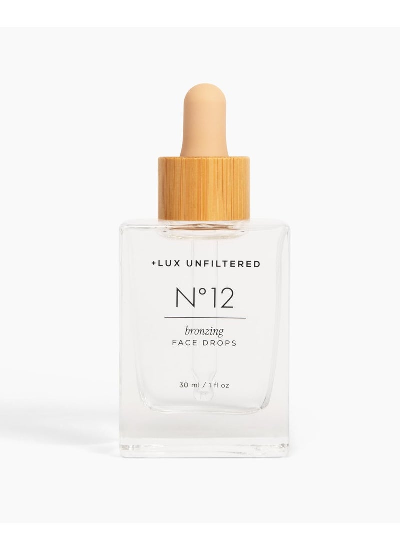 Lux Unfiltered N°12 Self Tanning Face Drops, Bronzing Face Drops, Hyaluronic Acid, Vitamin E, Passionfruit Oil, Gluten Free, Cruelty Free + Vegan Self Tanner