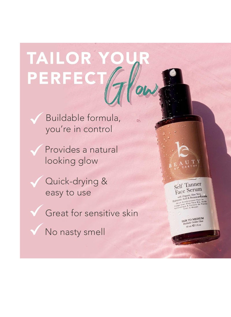 Face Tanner Serum - Fair to Medium Sunless Tanner for Face Sunless Tanner with Hyaluronic Acid - Self Tanner for Face Self Tan - Natural Face Tanner for Face Self Tanner