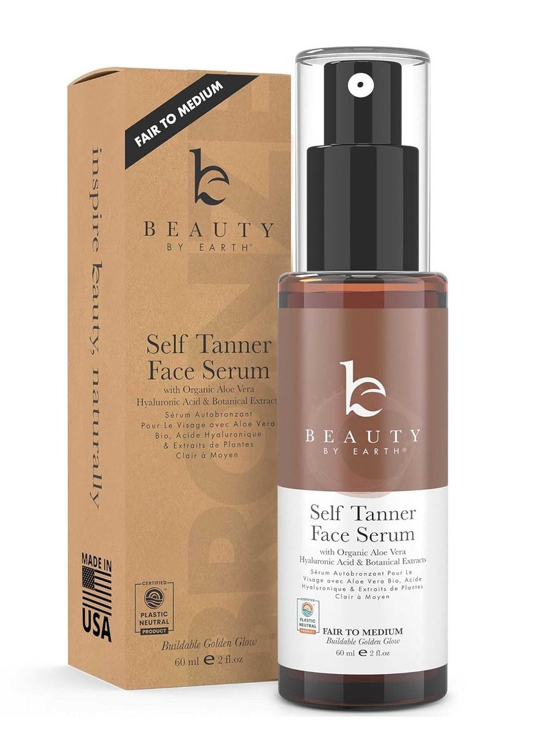 Face Tanner Serum - Fair to Medium Sunless Tanner for Face Sunless Tanner with Hyaluronic Acid - Self Tanner for Face Self Tan - Natural Face Tanner for Face Self Tanner