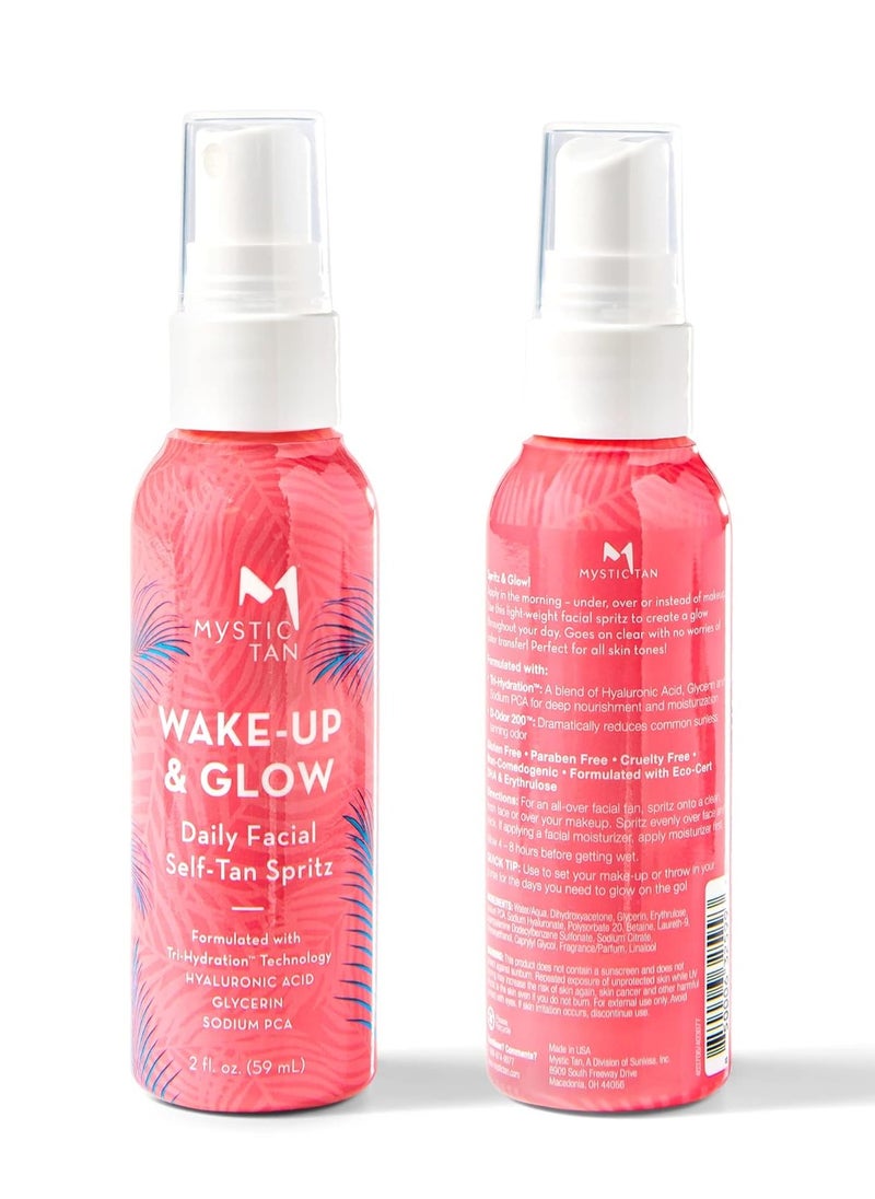 Mystic Tan Wake Up & Glow Facial Self Tanner Spritz, 2 oz.