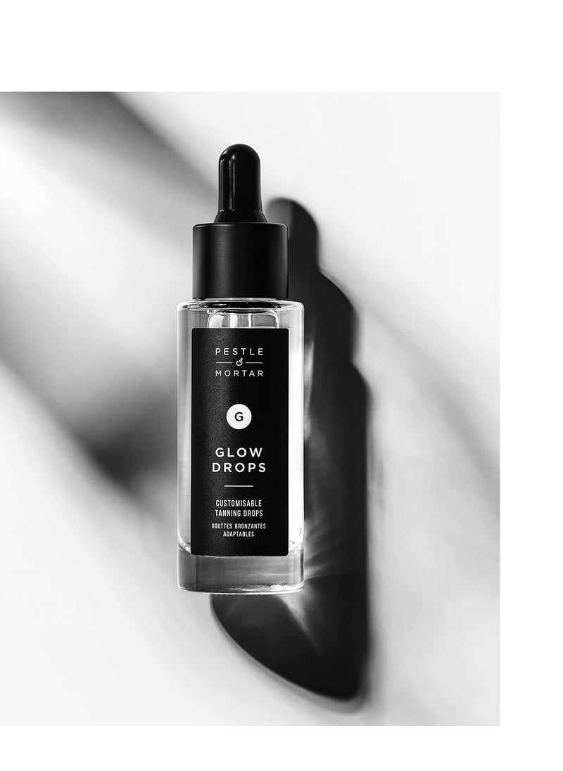 Pestle & Mortar Glow Drops - Customisable Sunless Self-Tan with Hyaluronic Acid. Effortless, Even Tanning, Super-Hydrating, Works Alongside Your Regular Skincare Products - For Men & Women- 30ml