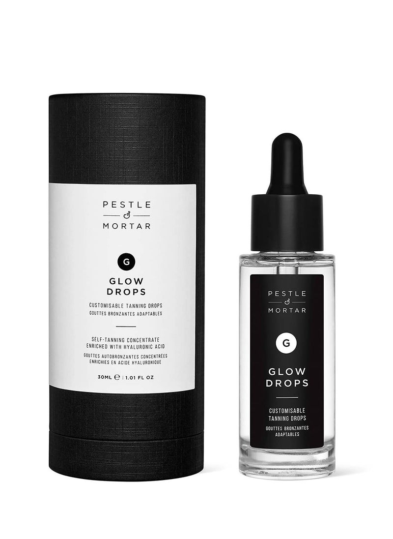 Pestle & Mortar Glow Drops - Customisable Sunless Self-Tan with Hyaluronic Acid. Effortless, Even Tanning, Super-Hydrating, Works Alongside Your Regular Skincare Products - For Men & Women- 30ml