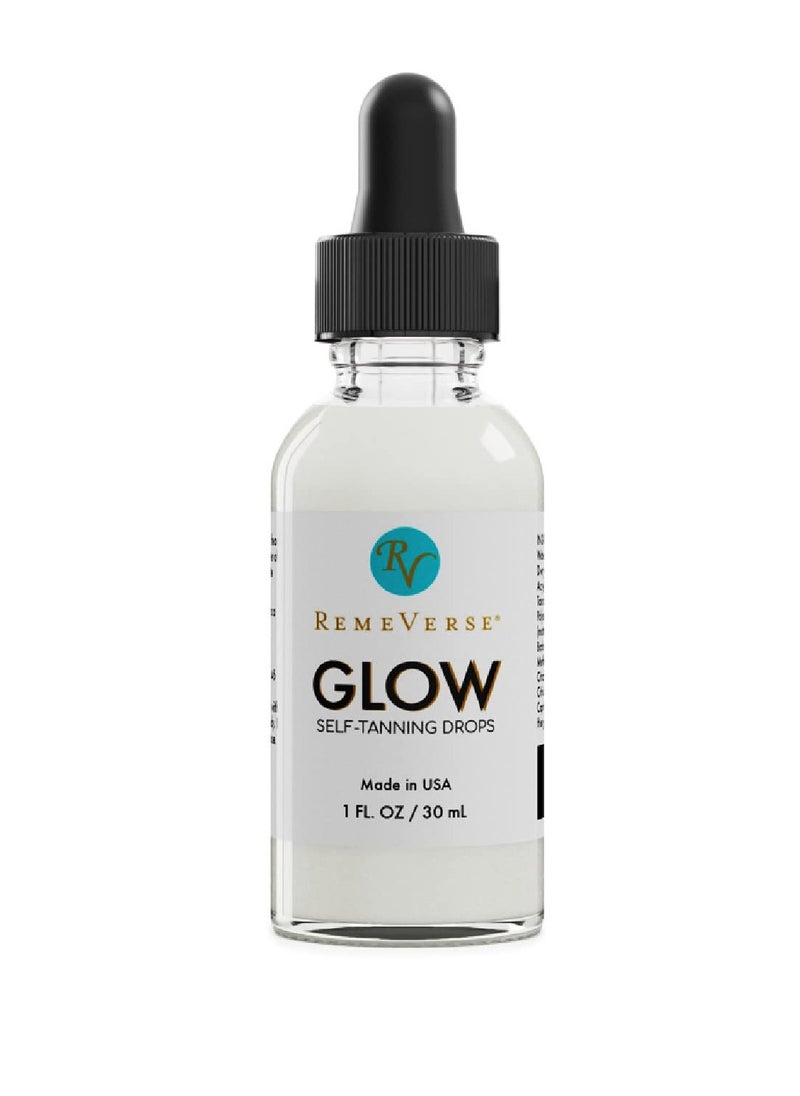 Glow Self-Tanning Drops with Aloe: Sunless Tanner for a Sun-Kissed Glow. Control Your Results by Adding Drops to Your Own Moisturizer, for Face & Body - Buildable Color 1FL Oz