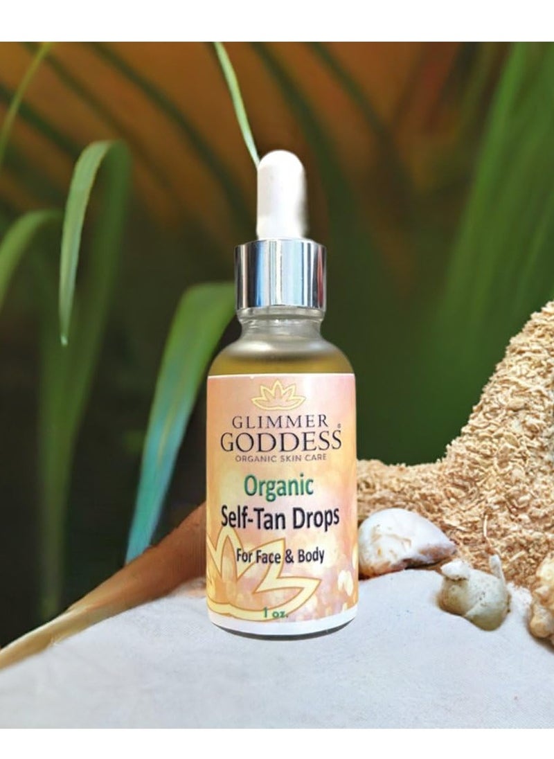 Glimmer Goddess Organic Self Tanning Drops for Face & Body 1 oz.